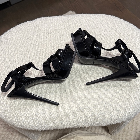YSL Black Patent Tribute Platform Sandal - Picture 5 of 9